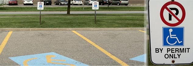 Accessible parking lot with sign